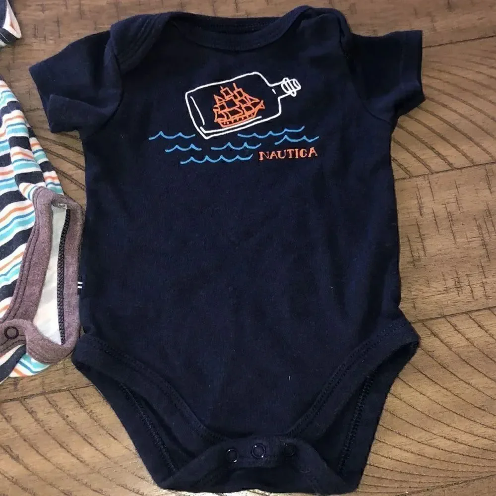 2 Nautica Onesies for your Wee One Snap 🫰 Bottoms Easy In and Out 0 to 3 Months